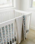 Taupe Stripe + Midnight Floral Muslin Quilt Mebie Baby