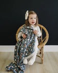 Taupe Stripe + Midnight Floral Muslin Quilt Mebie Baby