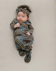 Navy Floral Bamboo Head Wrap Mebie Baby