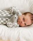 Light Green Checkered Bamboo Zipper