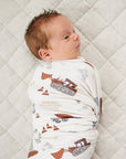Construction Trucks Bamboo Stretch Swaddle