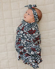 Americana Floral Ribbed Bamboo Head Wrap