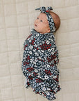 Americana Floral Ribbed Bamboo Head Wrap Mebie Baby
