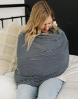 Navy Stripes Ribbed Bamboo Multi-Use Cover
