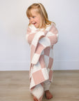 Pink Checkered Plush Blanket