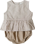 Tan Stripes Peplum Set