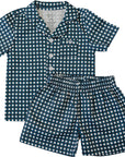 Navy Gingham Short Pajama Set