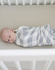 Coastal Plaid Muslin Swaddle Blanket