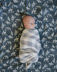 Coastal Plaid Muslin Swaddle Blanket