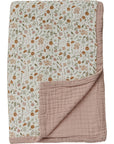 Meadow Floral + Dusty Rose Twin Muslin Quilt Mebie Baby