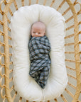 Navy Plaid Muslin Swaddle Blanket