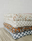 Taupe Checkered Twin Muslin Quilt Mebie Baby
