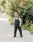Charcoal Knit Pocket Overalls Mebie Baby