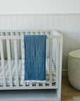 Coastal Plaid Muslin Crib Sheet