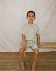 Sage Stripe Button Short Set