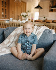 Navy Gingham Short Pajama Set