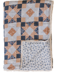 Patchwork Print + Blue Blossom Lace Twin Muslin Quilt