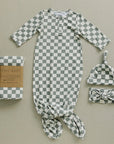 Light Green Checkered Bamboo Head Wrap Mebie Baby