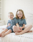Navy Gingham Short Pajama Set