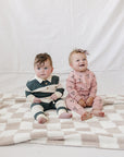Green Stripe Collared French Terry Set Mebie Baby