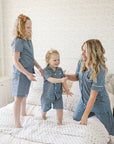 Navy Gingham Short Pajama Set