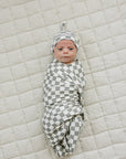 Light Green Checkered Bamboo Stretch Swaddle
