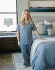 Women's Navy Gingham Pajama Set