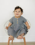 Navy Gingham Linen Cotton Dress