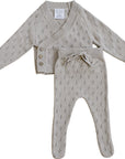 Taupe Pointelle Knit Set Mebie Baby
