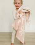 Pink Bow Plush Blanket Mebie Baby