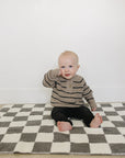 Brown + Charcoal Stripe Knit Sweater Mebie Baby