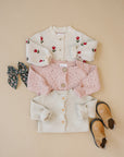 Pink Pointelle Button Down Cardigan