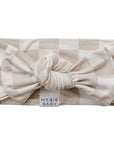 Taupe Checkered Bamboo Head Wrap Mebie Baby
