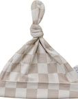 Taupe Checkered Bamboo Newborn Knot Hat