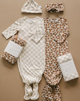 Taupe Checkered Bamboo Stretch Swaddle