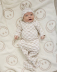 Taupe Checkered Bamboo Newborn Knot Hat