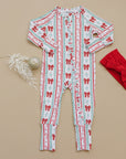 Bamboo Zip Romper | Retro Candy Cane