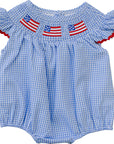 Flag Gingham Smocked Bubble Romper