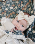 Taupe Stripe + Midnight Floral Muslin Quilt