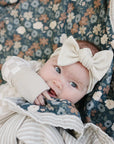 Taupe Checkered Bamboo Head Wrap Mebie Baby