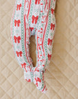 Bamboo Zip Romper | Retro Candy Cane