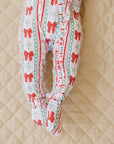 Bamboo Zip Romper | Retro Candy Cane