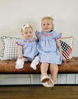 Flag Gingham Smocked Bubble Romper