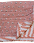 Vintage Pink Floral + Pink Stripes Muslin Quilt