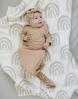 Latte Ribbed Bamboo Head Wrap Mebie Baby