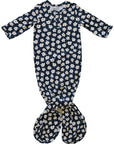 Navy Daisy Ribbed Bamboo Knot Gown