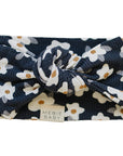Navy Daisy Ribbed Bamboo Head Wrap