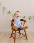 Blue Stripe Short Linen Overalls