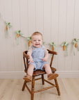 Blue Stripe Short Linen Overalls