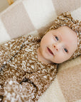 Brown Floral Ribbed Bamboo Head Wrap